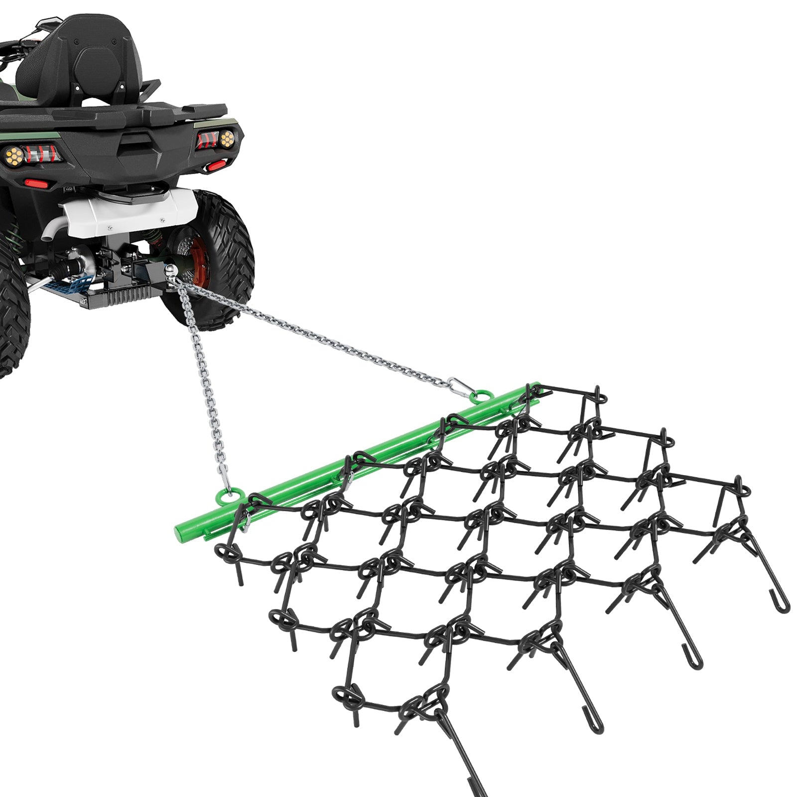 Garvee Heavy Duty Drag Harrow 4x4 FT 3/8" Tines Steel Powder Coated Adjustable Drawbar ATV UTV Lawn Tractor Soil Prep