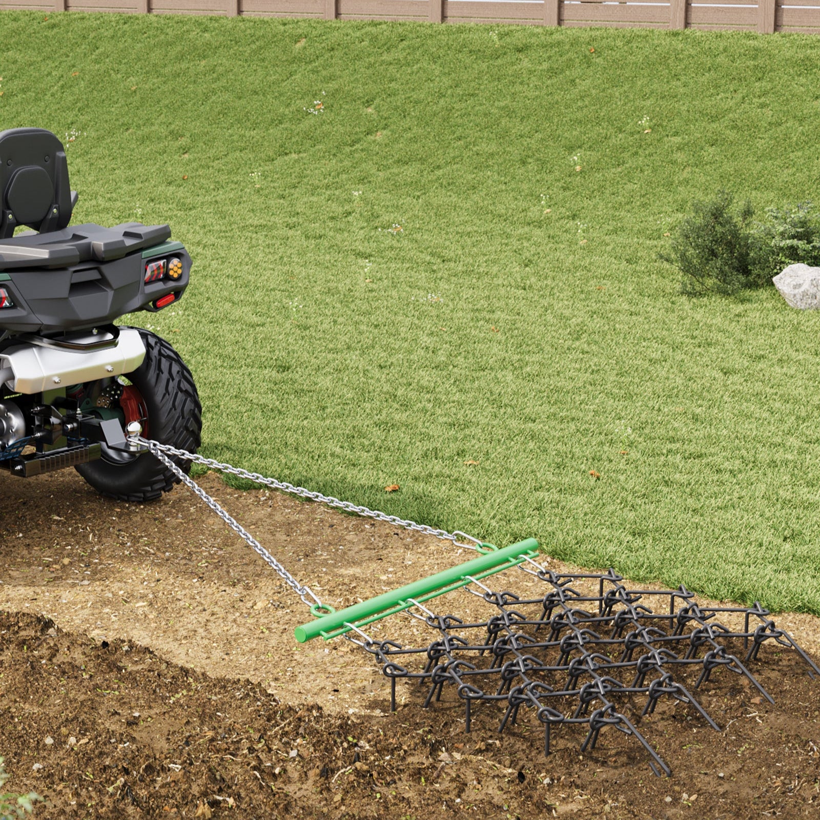 Garvee Heavy Duty Drag Harrow 4x4 FT 3/8" Tines Steel Powder Coated Adjustable Drawbar ATV UTV Lawn Tractor Soil Prep