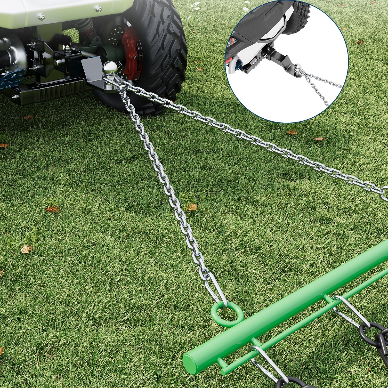 Garvee Heavy Duty Drag Harrow 5x4.5 FT 3/8" Tines Durable Steel Adjustable Drawbar for ATV UTV Lawn Tractors Soil Leveling Grading Pastures