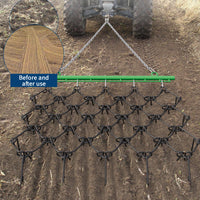 Garvee Heavy Duty Drag Harrow 5x4.5 FT 3/8" Tines Durable Steel Adjustable Drawbar for ATV UTV Lawn Tractors Soil Leveling Grading Pastures