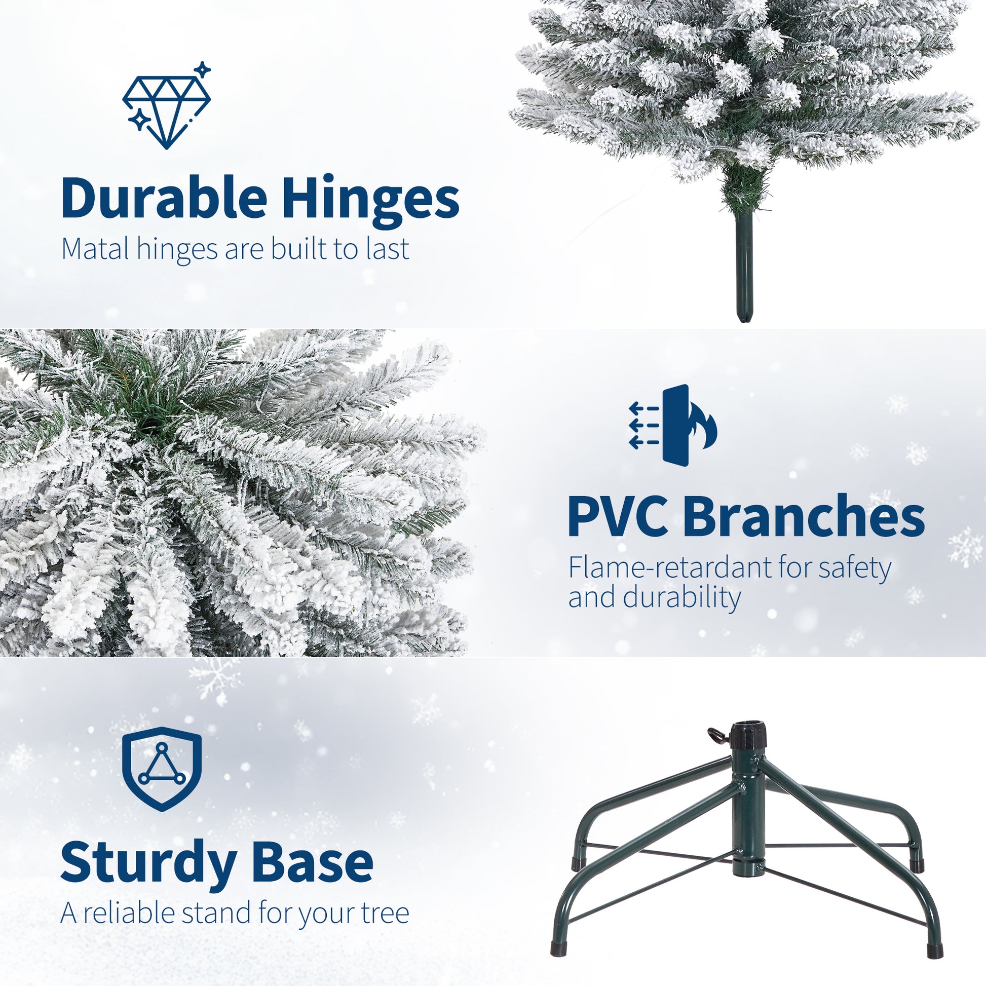 Garvee 7.5ft Flocked Pencil Christmas Tree with Lights, Slim Prelit Artificial Tree, Snowy PVC Branch Tips, Metal Stand, Easy Assembly, Ideal for Apartments & Entryways