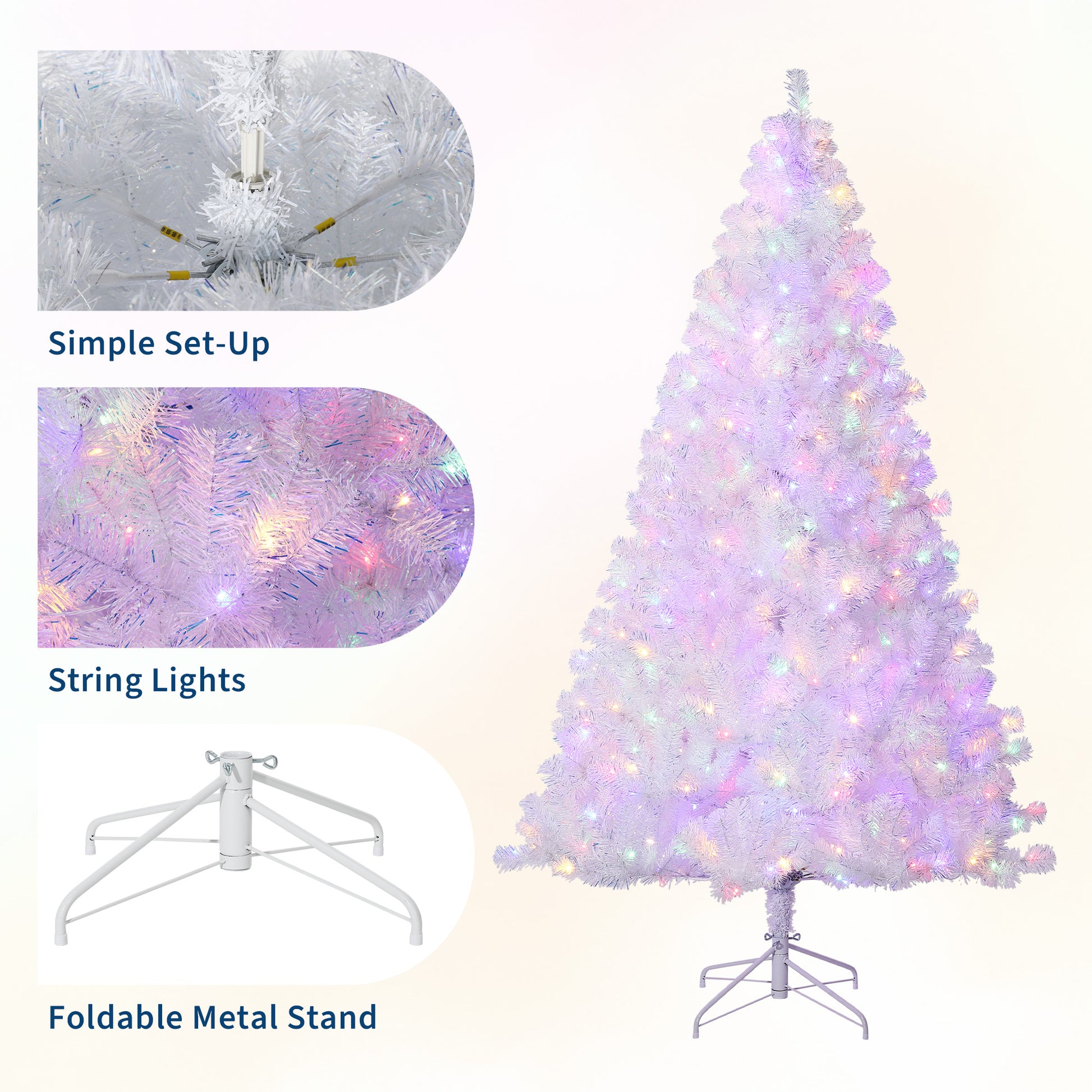Garvee 4.5ft Prelit Christmas Tree, Rose Gold Tinsel Christmas Tree with 150 Dual-Color Led Lights & Sturdy Stand, Sparkle Xmas Decorations for Homes Offices, Parties