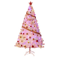 Garvee 4.5ft Prelit Christmas Tree, Rose Gold Tinsel Christmas Tree with 150 Dual-Color Led Lights & Sturdy Stand, Sparkle Xmas Decorations for Homes Offices, Parties