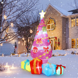 Garvee 7ft Christmas Inflatables Tree Outdoor Decorations, Pink Inflatable Tree Blow Up Christmas Decor with 3 Present Boxes, Built-in LEDs for Indoor Party Garden Lawn Decor - Pink