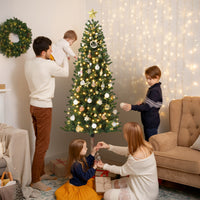 Garvee Pencil Christmas Tree 6ft, Pre-lit Alpine Slim Xmas Tree with Lighted Skinny Décor LED Lights, Metal Stand Holiday Decoration for Home, Office, Outdoor, Party