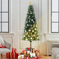 Garvee Pencil Christmas Tree 6ft, Pre-lit Alpine Slim Xmas Tree with Lighted Skinny Décor LED Lights, Metal Stand Holiday Decoration for Home, Office, Outdoor, Party