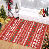 Garvee Bohemian Christmas Rug Machine Washable Indoor Holiday Mat Skin-Friendly Soft Pet & Baby Safe Xmas Decor - Red