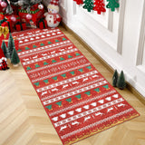 Garvee Bohemian Christmas Rug Machine Washable Indoor Holiday Mat Soft Skin-Friendly Pet & Baby Safe Xmas Decor - Red
