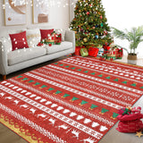 Garvee Bohemian Christmas Rug Machine Washable Indoor Soft Skin-Friendly Pet & Baby Safe Xmas Decor - Red