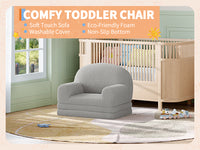 Garvee Foldable Lambswool Toddler Couch in Semi-Circular Design for Reading and Playroom, Grey