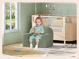 Garvee Foldable Lambswool Toddler Couch in Semi-Circular Design for Reading and Playroom, Green - Green