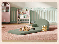 Garvee Foldable Lambswool Toddler Couch in Semi-Circular Design for Reading and Playroom, Green