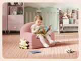 Garvee Foldable Lambswool Toddler Couch in Semi-Circular Design for Reading and Playroom, Pink - Pink