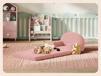Garvee Foldable Lambswool Toddler Couch in Semi-Circular Design for Reading and Playroom, Pink