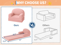 Garvee Foldable Lambswool Toddler Couch in Semi-Circular Design for Reading and Playroom, Pink