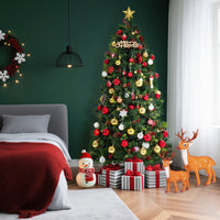 Garvee 6ft Prelit Christmas Tree, Pencil Christmas Tree with Pine Cones & Berries, 250 Warm White Lights-8 Modes, Metal Stand, PE & PVC Xmas Trees for Porch, Church, Home Decor
