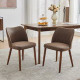 Garvee Set of 2 Mid Century Modern PU Leather Dining Chairs with Wood Legs for Dining Room, Taupe - Taupe