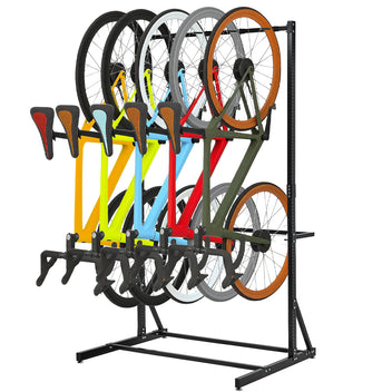 Garvee Freestanding Bike Rack 5 Bikes Capacity Vertical Storage Stand Garage Indoor Organizer Steel Durable