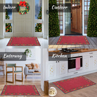 Garvee Christmas Area Rugs, Red 2'x3' Bells Holly Berry Ribbon Garland Traditions Throw Carpets for Living Room Bedroom Kitchen Dining Room Nursery Office