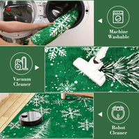 Garvee Christmas 4x6 Area Rug, Green Snowflake Christmas Tree Rugs for Living Room Washable, Bedroom Throw Rugs Non Slip, Soft Low Pile Floor Carpet for Kitchen Dining Room Christmas Decorations