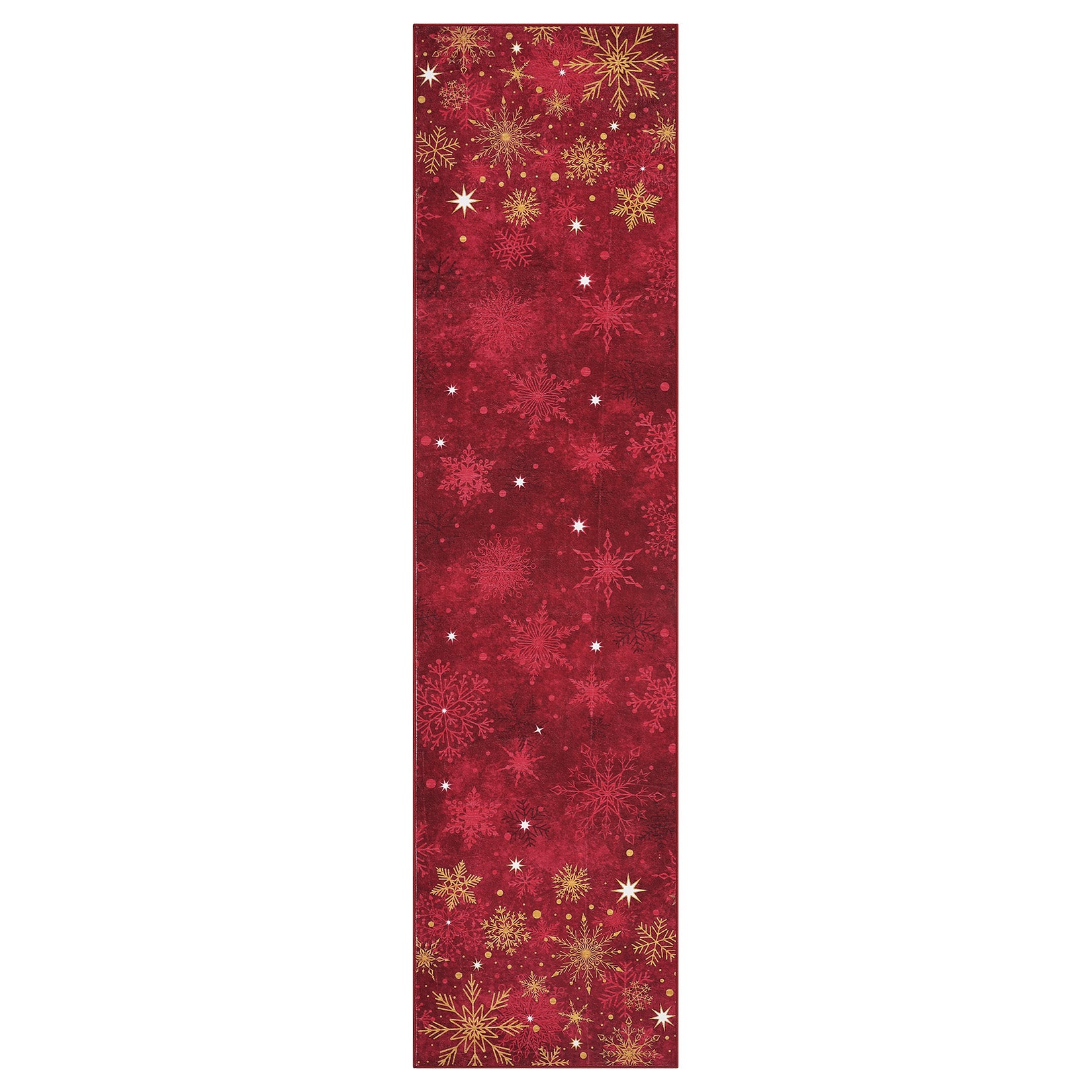 Garvee Christmas Snowflake Red 2x8 Feet Washable Foldable Non-Slip Rug (Low Pile), Pet & Child Friendly Carpet for Living Room, Bedroom Holiday Decoration