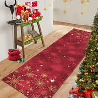 Garvee Christmas Snowflake Red 2x8 Feet Washable Foldable Non-Slip Rug (Low Pile), Pet & Child Friendly Carpet for Living Room, Bedroom Holiday Decoration