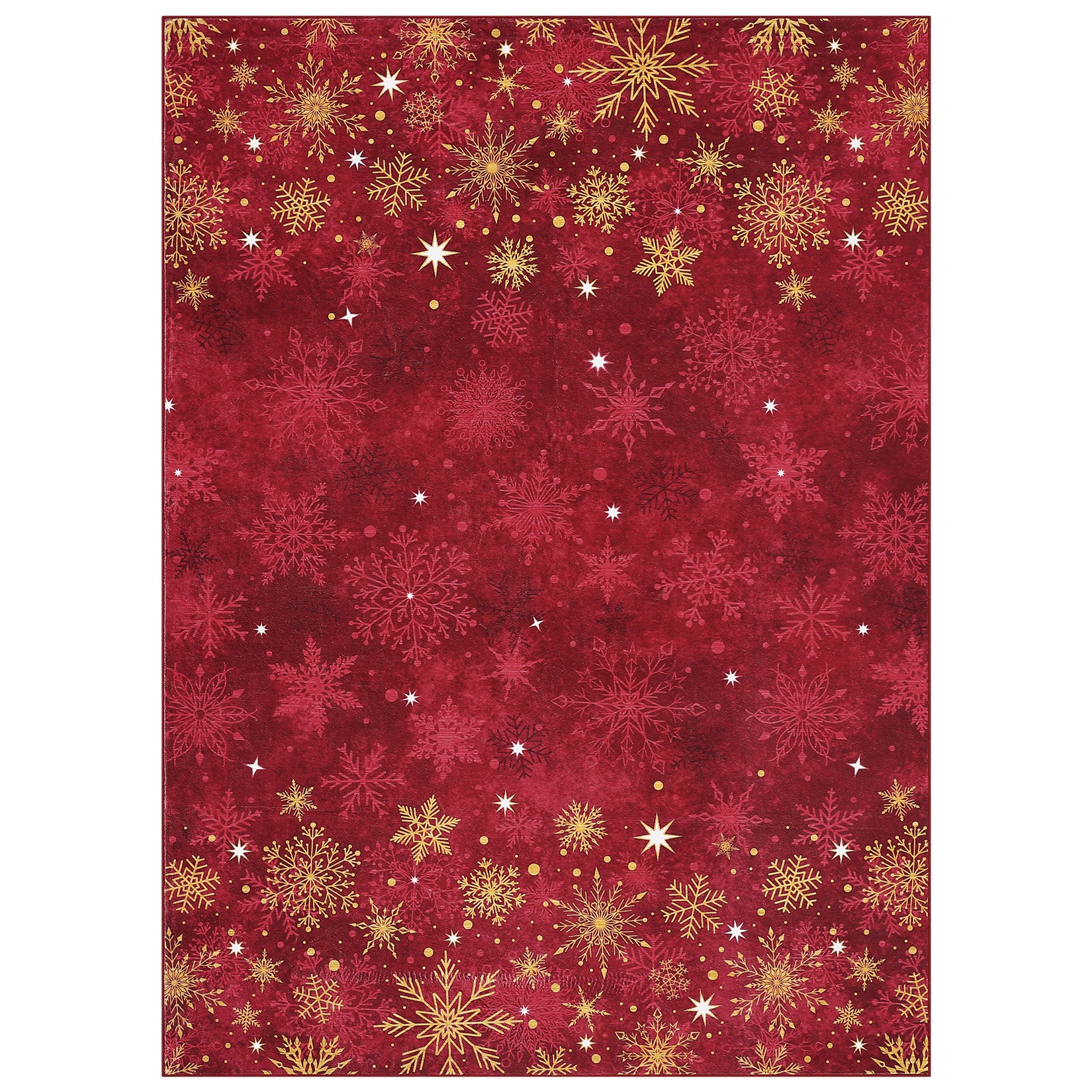 Garvee Christmas Snowflake Red 8x10 Feet Washable Foldable Non-Slip Rug (Low Pile), Pet & Child Friendly Carpet for Living Room, Bedroom Holiday Decoration