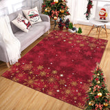 Garvee Christmas Snowflake Red 6x9 Feet Washable Foldable Non-Slip Rug (Low Pile), Pet & Child Friendly Carpet for Living Room, Bedroom Holiday Decoration - Red