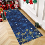 Garvee Christmas Snowflake Blue 2x8 Feet Washable Foldable Non-Slip Rug (Low Pile), Pet & Child Friendly Carpet for Living Room, Bedroom Holiday Decoration - Blue