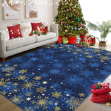 Garvee Christmas Snowflake Blue 3x5 Feet Washable Foldable Non-Slip Rug (Low Pile), Pet & Child Friendly Carpet for Living Room, Bedroom Holiday Decoration - Blue