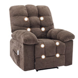 Garvee Recliner Chair with Massage and Heat, Single Sofa Wide Recliner Chair, Heat Ergonomic Overstuffed Breathable Fabric Reclining Chair with 2 Side Pockets, Remote Control, Living Room, Coffee - Coffee