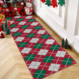 Garvee Christmas Red & Green 2x6 Plaid Rug Modern Holiday Doormat with Classic Checkered Design, Soft Machine Washable for Indoor Home - Red & Green