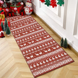 Garvee Christmas Red Hallway Runner Rug 2x6 Washable Hallway Carpet Snowflake Holiday Decor Accent Rug Boho Non Slip Low Pile Decorative Carpet Xmas Bedroom Bathroom Kitchen Living Room - Red Background