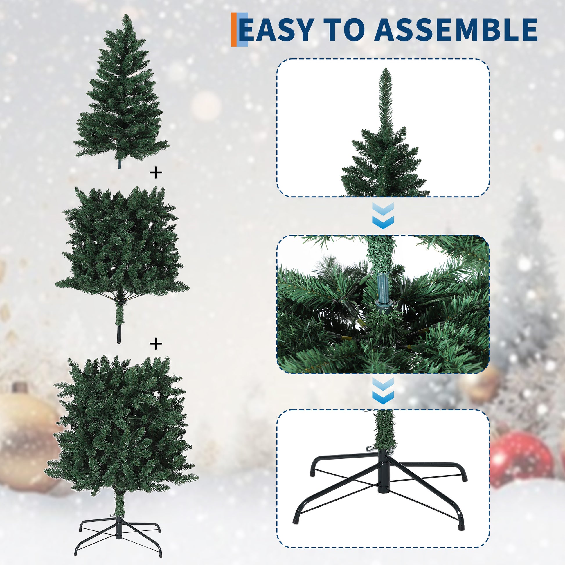 Garvee 12ft Christmas Tree, Prelit Artificial Pencil Xmas Tree with Dual-color LED Lights, Easy Assemble, Xmas Decor for Home Party Office Mall Holiday
