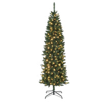 Garvee 12ft Christmas Tree, Prelit Artificial Pencil Xmas Tree with Dual-color LED Lights, Easy Assemble, Xmas Decor for Home Party Office Mall Holiday