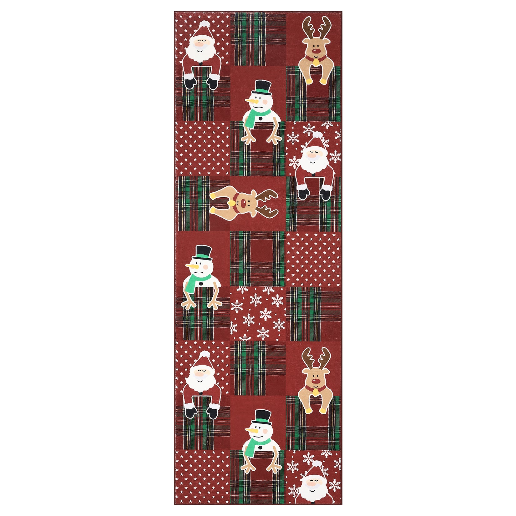 Garvee Christmas Runner Rug 2x6 Non Slip Washable Low Pile Stain Resistant Polyester Checkered Santa Claus Xmas Winter Holiday Kitchen Hallway Bedroom