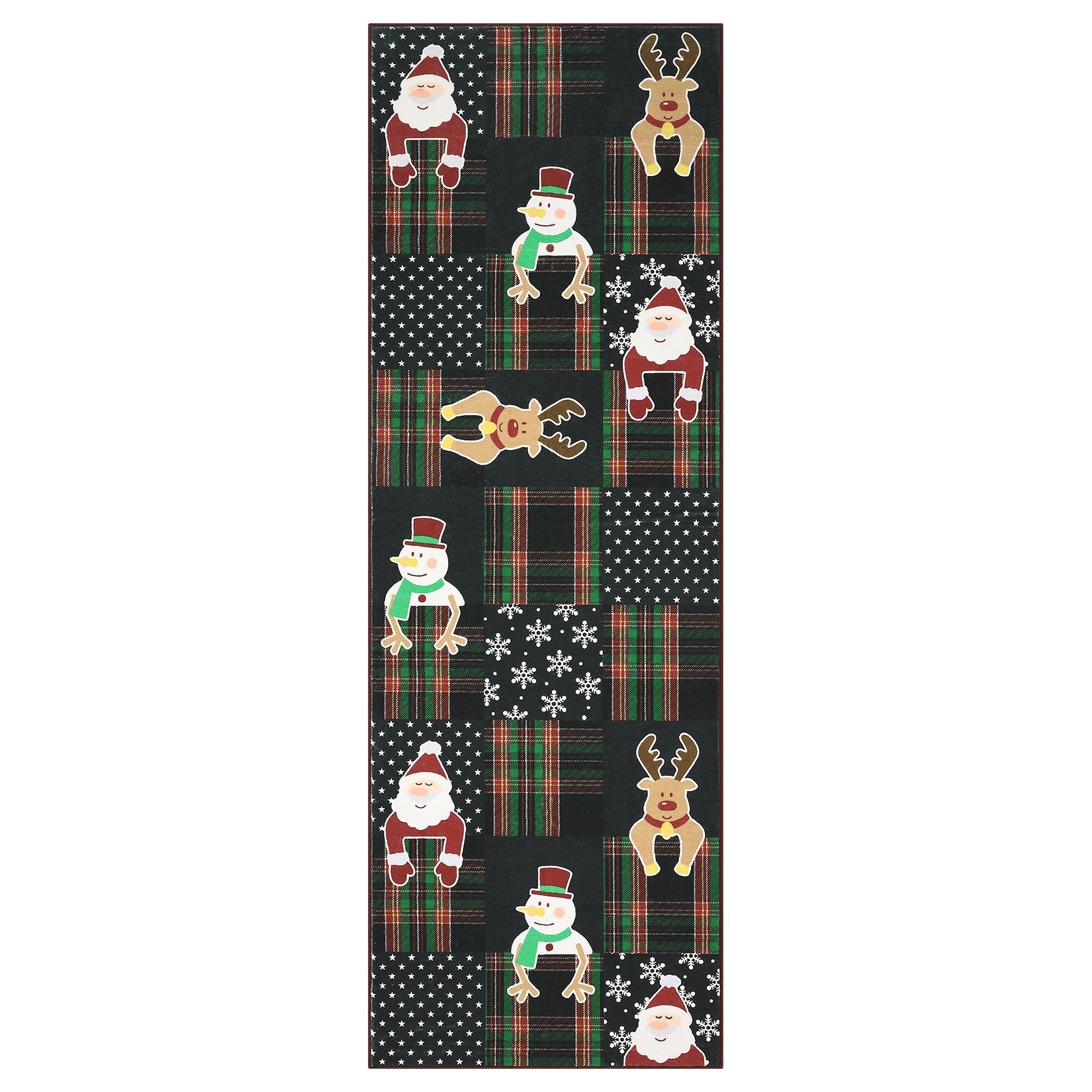 Garvee Christmas Runner Rug 2x6, Washable Non-Slip Low Pile Stain Resistant Checkered Santa Claus Snowflakes for Kitchen Hallway Bedroom