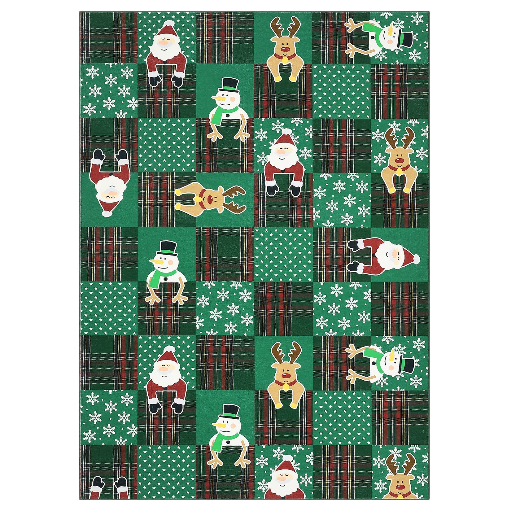 Garvee Christmas Area Rug Green Santa Deer Snowflake Non-Slip Soft Plush Lightweight Washable for Living Room Nursery Bedroom