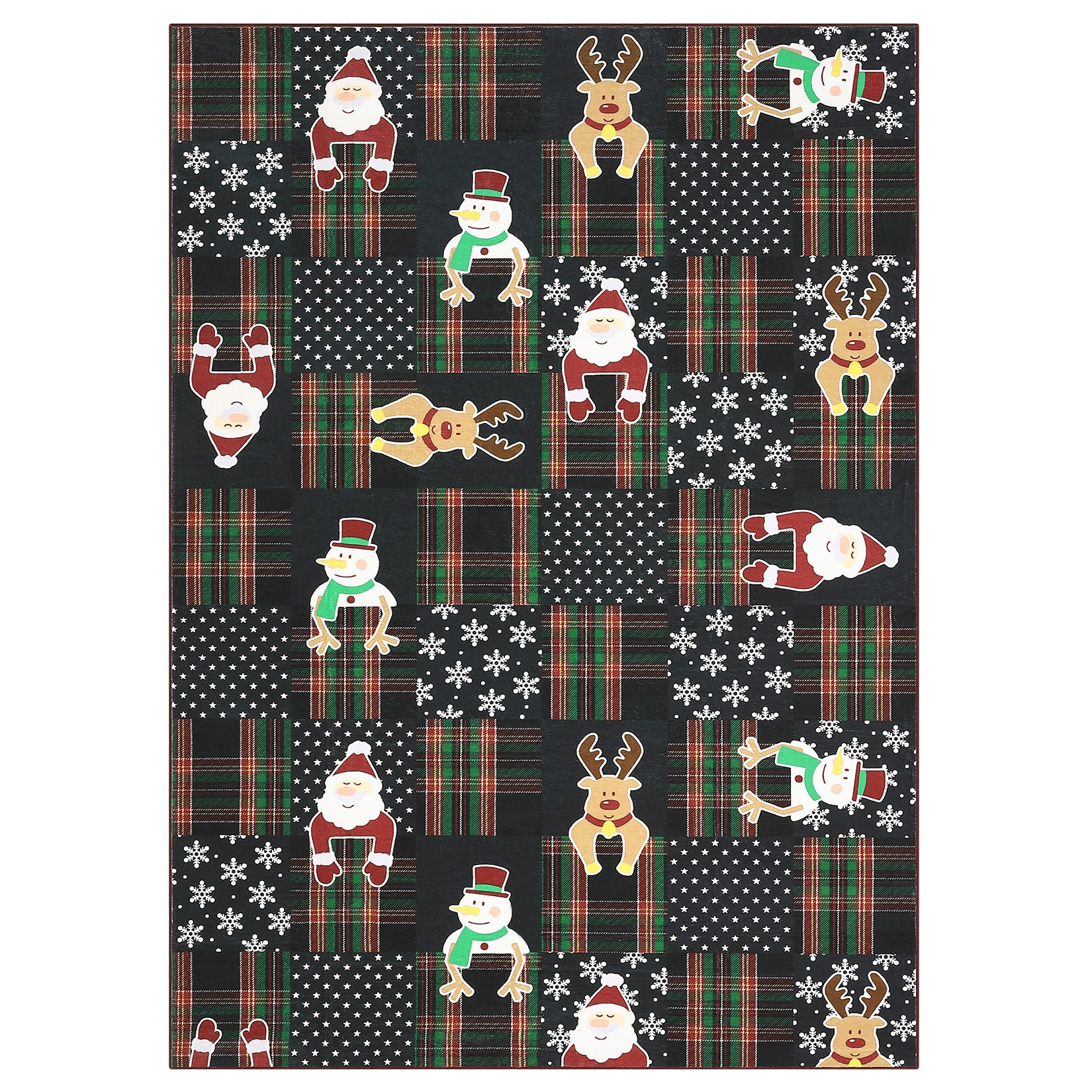 Garvee Christmas Area Rug with Santa Deer Snowflakes, Non-Slip, Machine Washable, Lightweight, Soft Plush Carpet for Living Room Nursery Bedroom