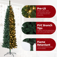 Garvee 7.5ft Christmas Tree, Prelit Artificial Pencil Xmas Tree with Dual-color LED Lights, Easy Assemble, Xmas Decor for Home Party Office Mall Holiday