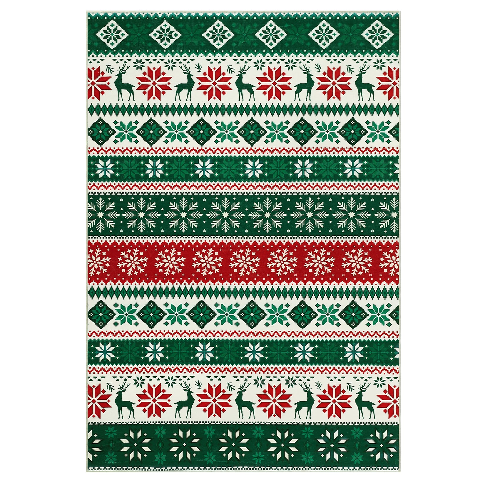 Garvee Christmas Rug 5x7 Reindeer Print Non-Slip Washable Soft Fabric Holiday Decor Living Room Nursery Dining