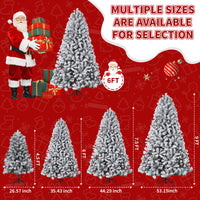 Garvee 6FT Pre-Lit Artificial Christmas Tree, 200 Warm White Led Lights, Snow Flocked Full Prelighted Xmas Tree for Home Office, 836 Branch Tips, Foldable Stand, Easy Assembly