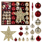 Garvee Christmas Ball Ornament Set, 72Pcs Plastic Shatterproof Christmas Xmas Tree Hanging Decorations, for Indoor Home Thanksgiving Halloween Party Decor - Burgundy Gold - Burgundy Gold