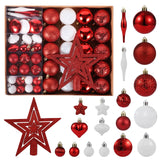 Garvee Christmas Ball Ornament Set, 72Pcs Plastic Shatterproof Christmas Xmas Tree Hanging Decorations, for Indoor Home Thanksgiving Halloween Party Decor - Red and White - Red and White