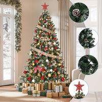Garvee 4.5ft Pre-Lit Christmas Tree with 359 Tips, Snow Flocked PVC Branches, Metal Stand, White Pine Cones, Full Artificial Holiday Décor for Home & Office