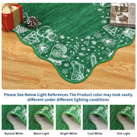 Garvee Christmas Area Rug Washable Scalloped Bedroom Carpet with Non-Slip Backing, Non-Shedding Low Pile Indoor Floor Carpet, Foldable Accent Rug for Living Room, Nursery