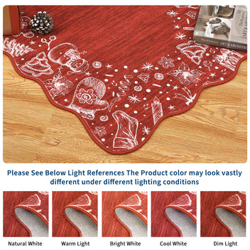 Garvee Christmas Area Rug Washable Scalloped Bedroom Carpet with Non-Slip Backing, Non-Shedding Low Pile Indoor Floor Carpet, Foldable Accent Rug for Living Room, Nursery