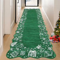 Garvee Christmas Area Rug Washable Scalloped Bedroom Carpet with Non-Slip Backing, Non-Shedding Low Pile Indoor Floor Carpet, Foldable Accent Rug for Living Room, Nursery