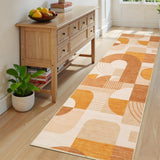 Garvee Boho Geometric Runner Rug – Soft Low Pile, Washable, Non-Slip Carpet for Hallway, Entryway, Bedroom, Laundry, Kitchen – Abstract Orange – 2x6ft - Orange Multi
