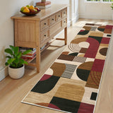 Garvee Boho Geometric Runner Rug – Soft Low Pile, Washable, Non-Slip Hallway Carpet for Entryway, Kitchen, Bedroom, Laundry – Burgundy/Brown Multi – 2x8ft - Burgundy/Brown Multi